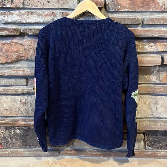 Vintage Susan Bristol Hand Knit Floral Ramie Cotton Cardigan - Picture 6 of 7